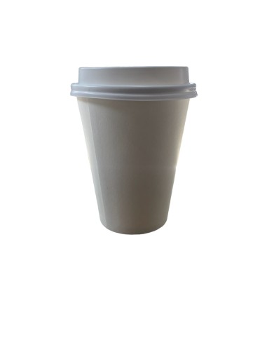 VASO CON TAPA POLIPAPEL 10 UNIDADES BLANCO