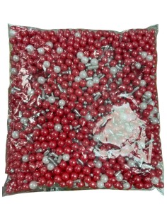 MOSTACILLA PERLAS ROJAS Y PLATA DE 80 GR
