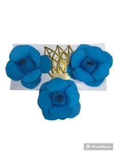 SET DECORACION FLORES AZULES