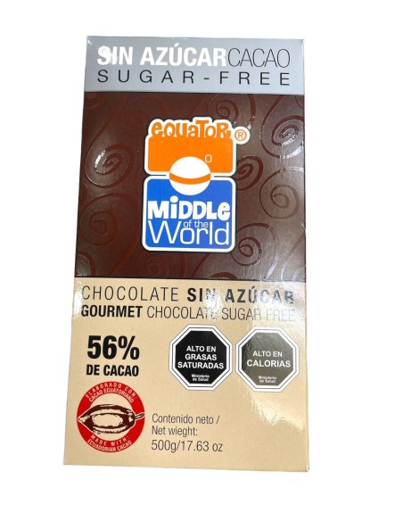 Chocolate Equator Sin Azúcar 56 % de 500gr