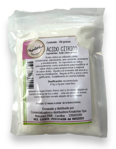 ACIDO CITRICO DE 100GR KREATORTA