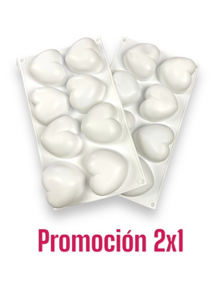MOLDE DE SILICONA CORAZON 2X1