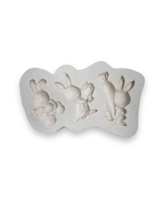 MOLDE SILICON DE 3 CONEJOS